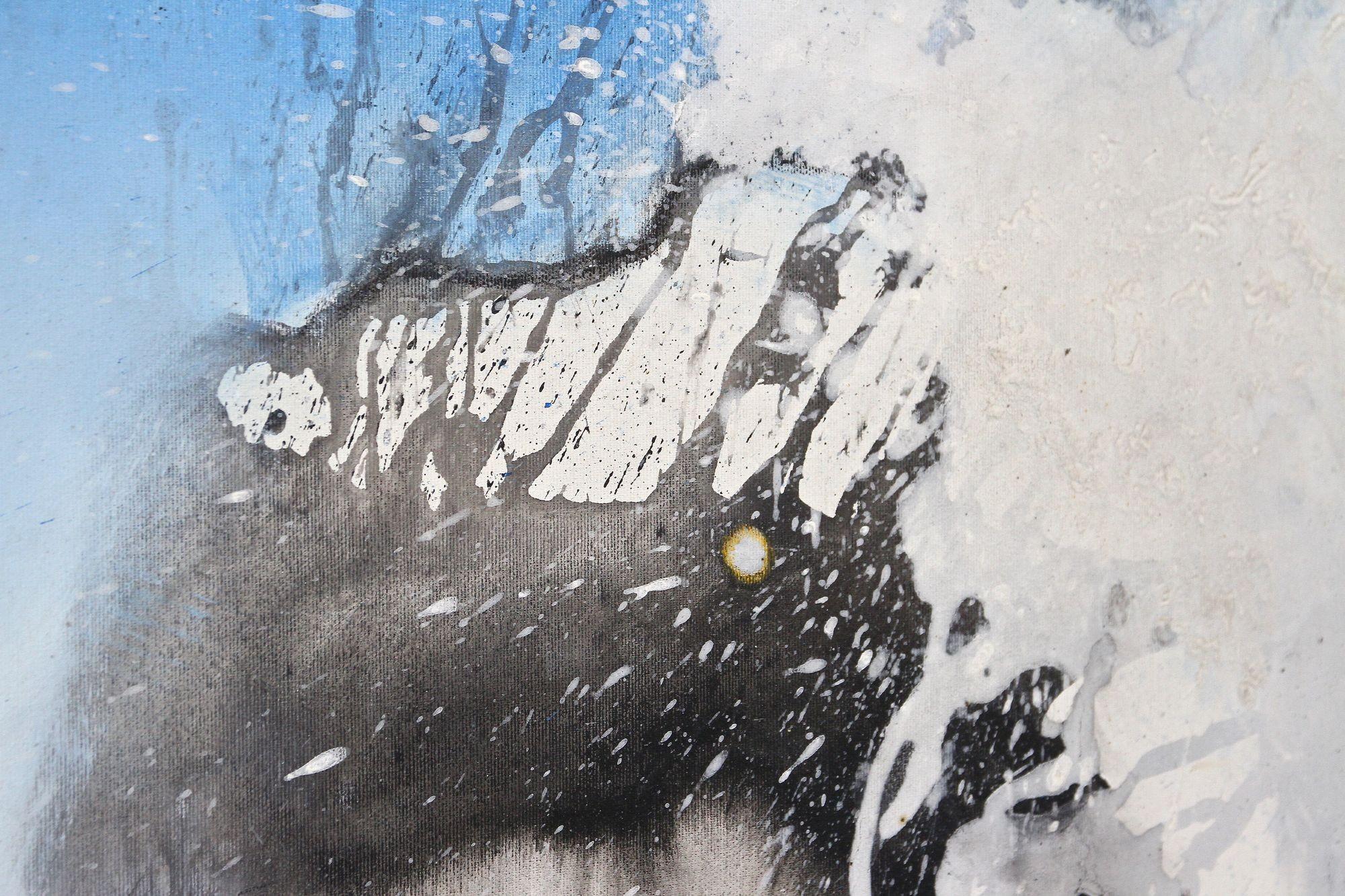 Abstraktes Gemälde „Schnupftabakeffekt“, Acryl auf Leinwand, signiert MS, AT 2011 im Angebot 2