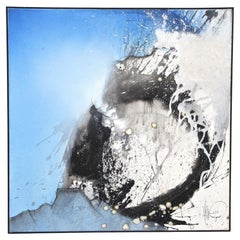 Pintura Abstracta "Efecto Bola de Nieve", Acrílico Sobre Lienzo, firmada por MS, AT 2011
