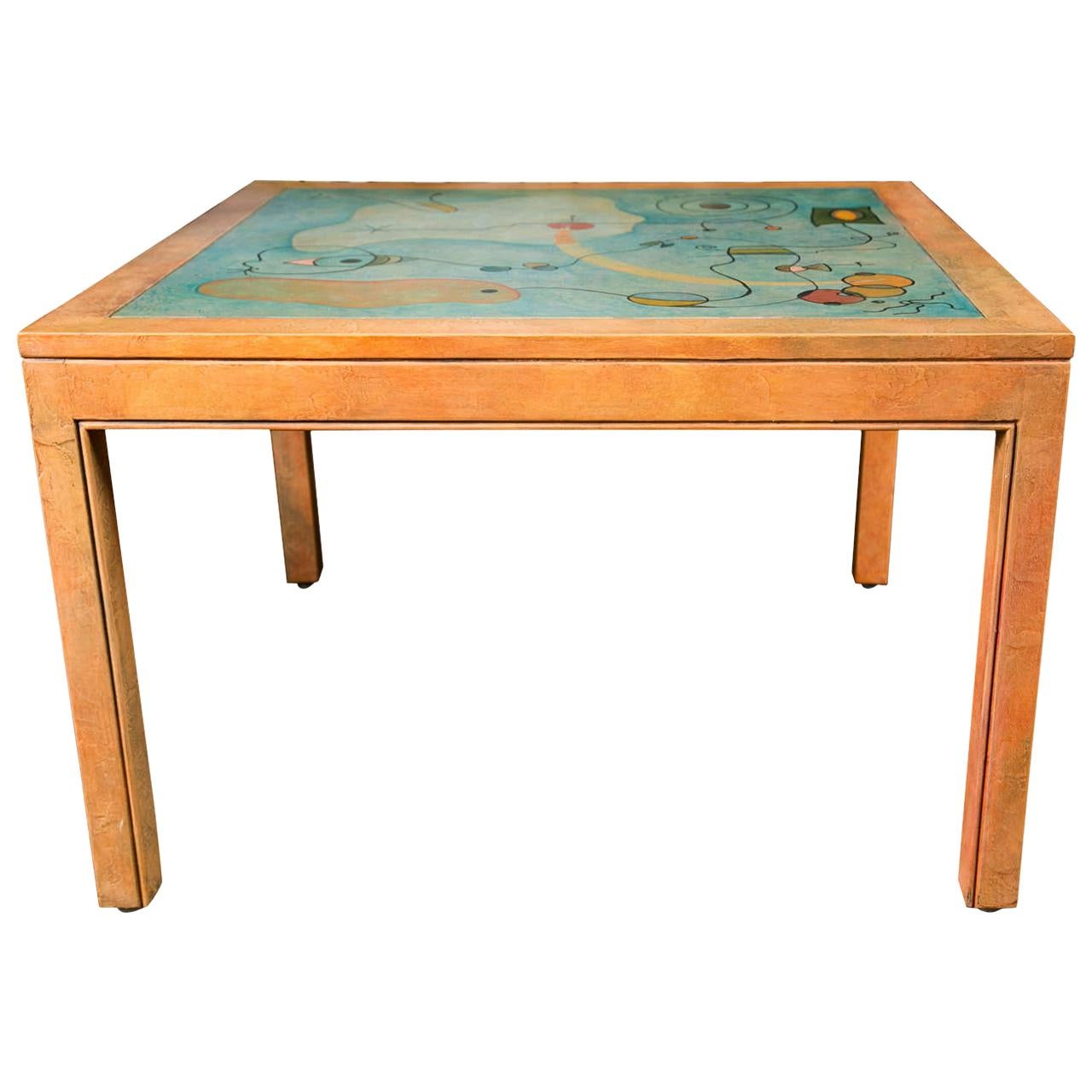 Abstract Painting Square Table For Sale