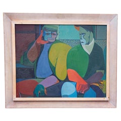 Vintage Abstract Painting "The Indestructibles"  Industrial Workers Dated 1949 