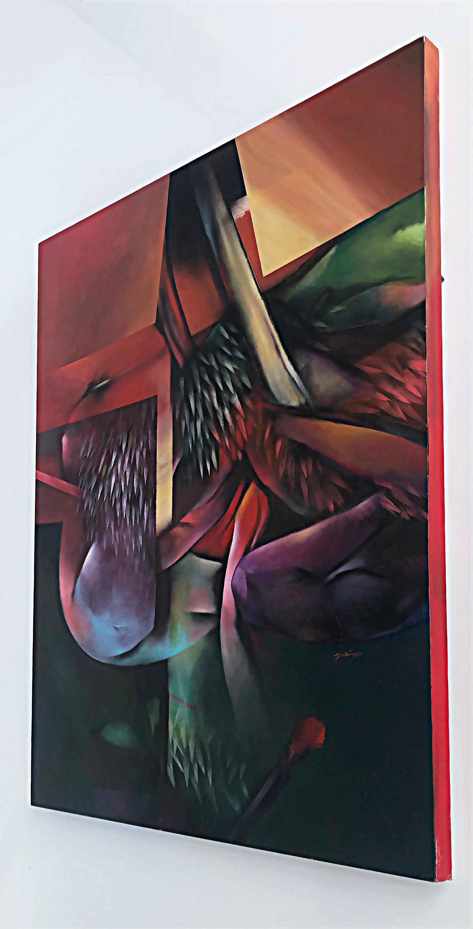 Modern Abstract Painting The Seductions by Pedro Damian, Cuban American Artist, 1997 For Sale