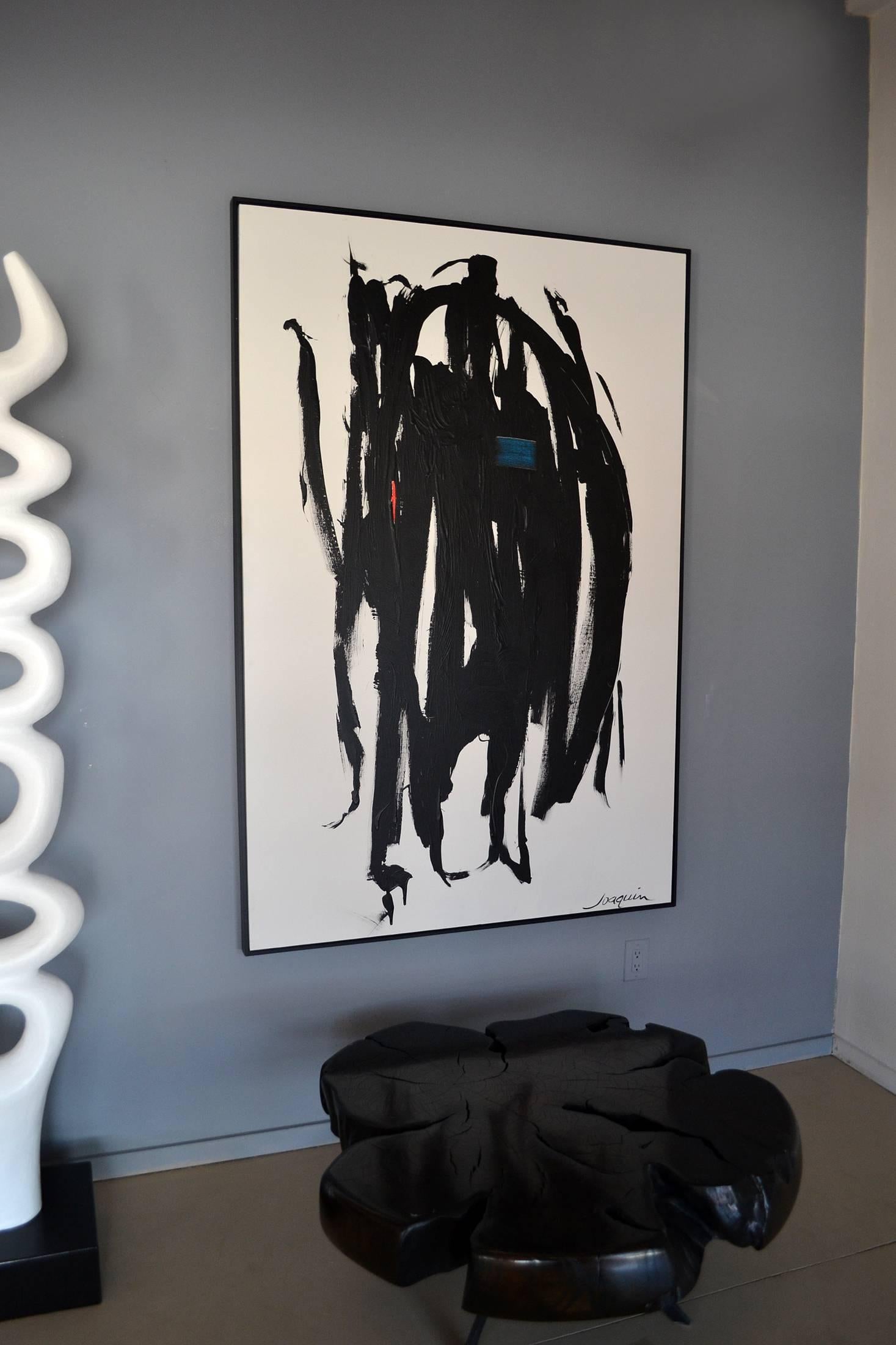 Hand-Painted Abstract Painting Titled Jammiin in Black by Artist Kenneth Joaquin