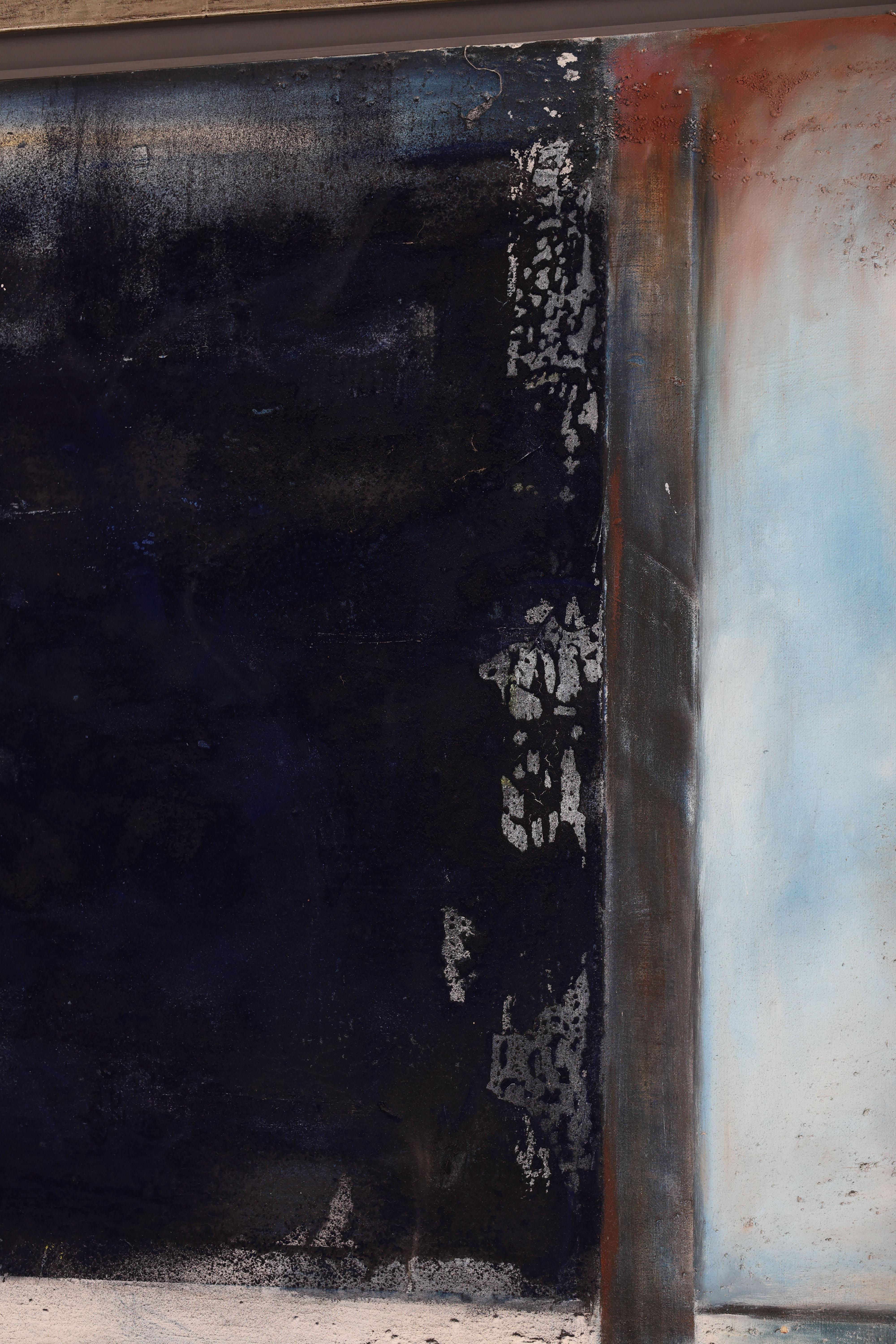 Abstraktes Gemälde mit Blattsilberrahmen - Ende des 20. (Acryl) im Angebot