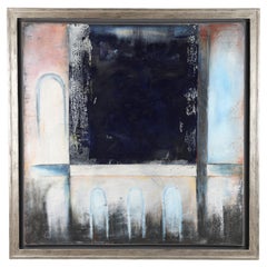 Pintura abstracta con marco de pan de plata - Finales del siglo XX