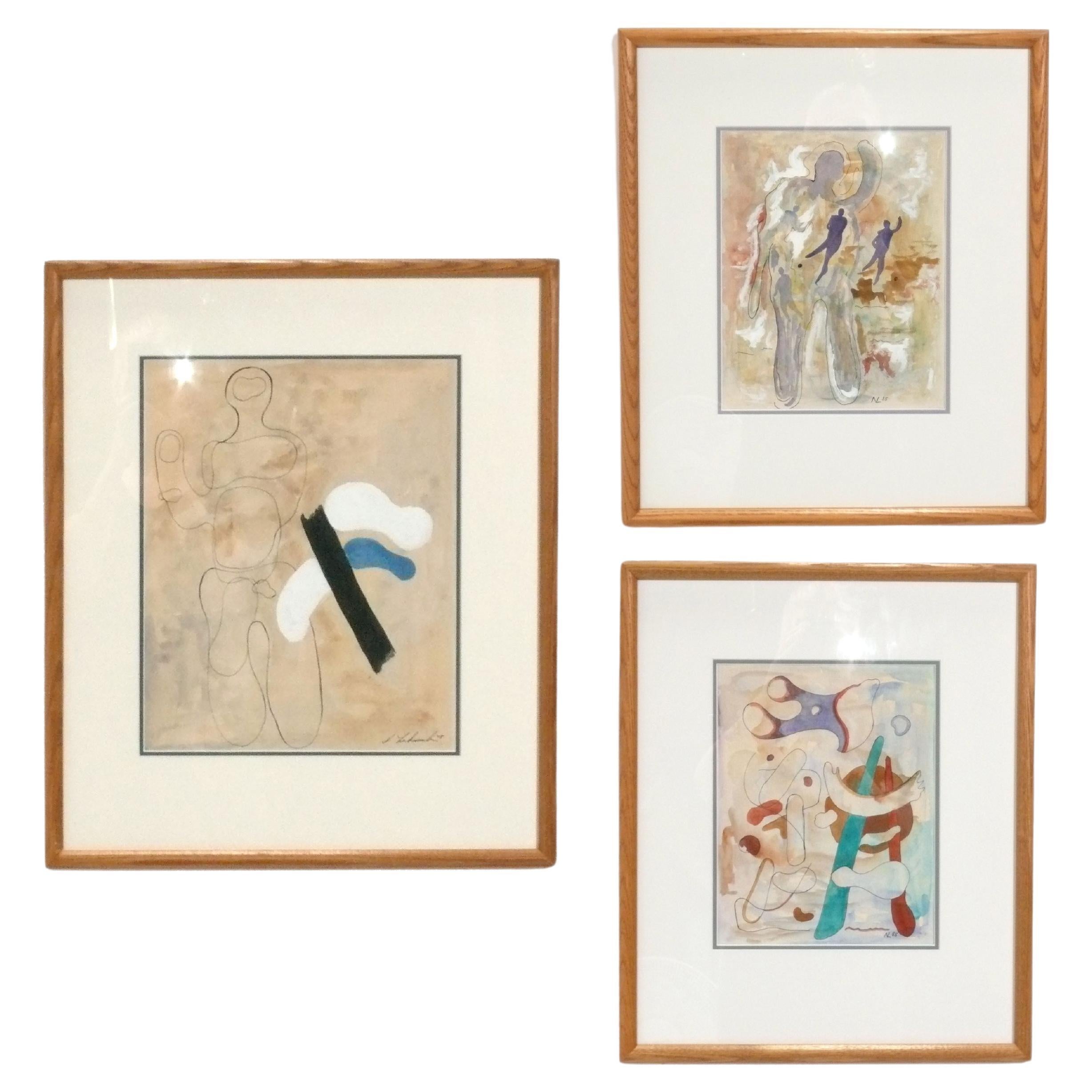 Abstract Paintings by Norbert Lakemaker Original Art Mid Century Modern $550 eac