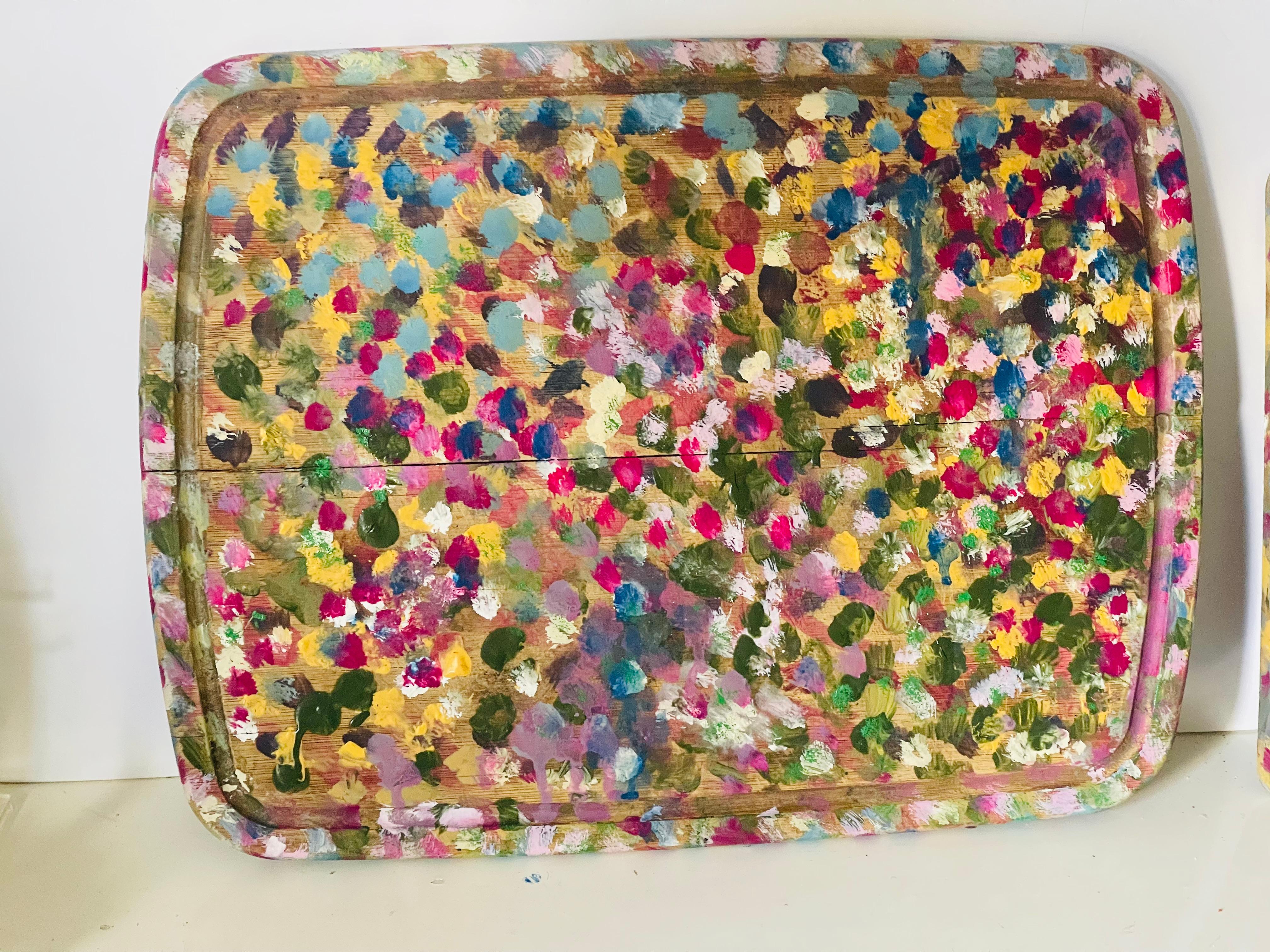 Zwei abstrakte Gemälde auf Karton Painters Pallet (Organische Moderne) im Angebot