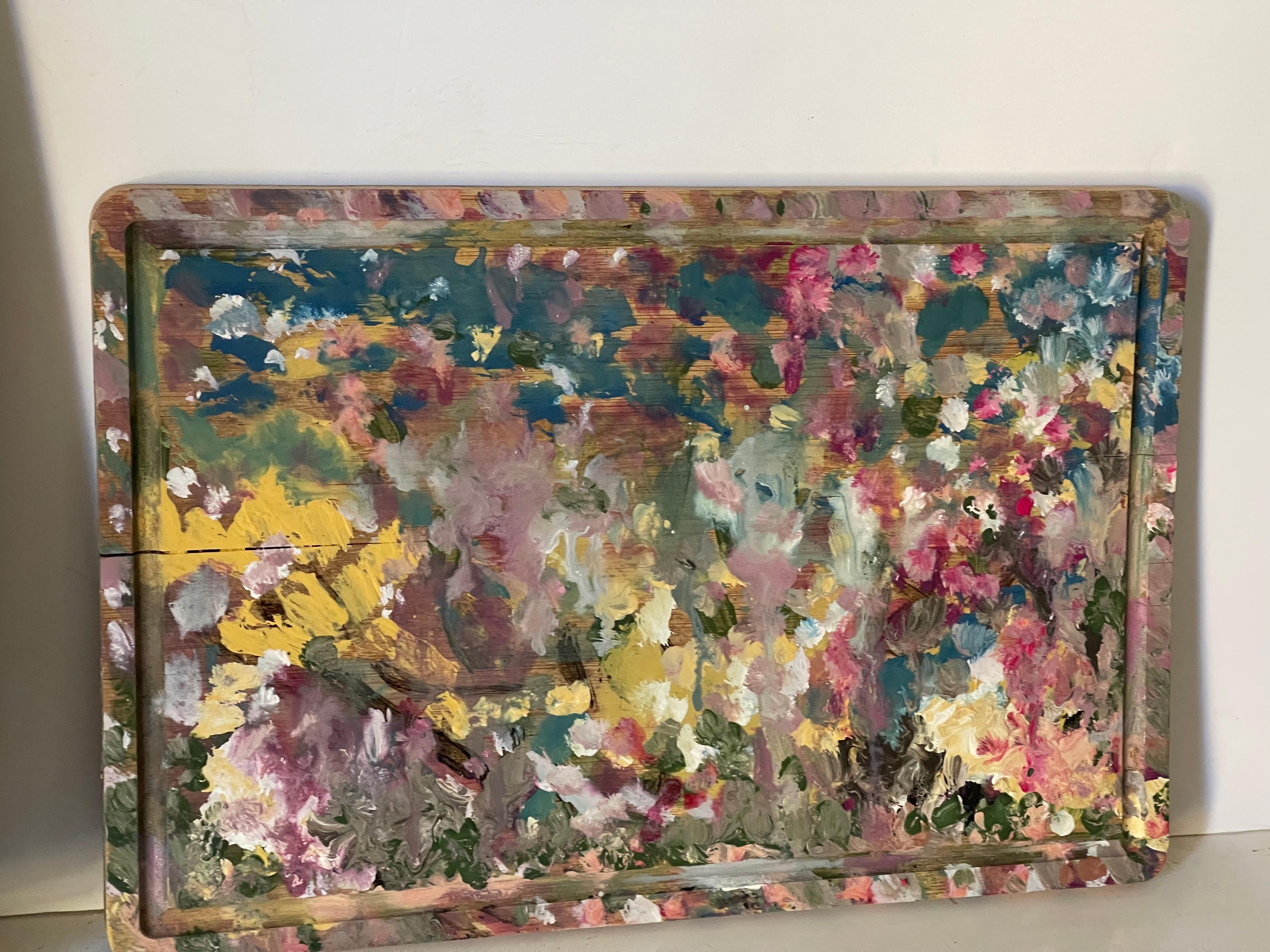 Zwei abstrakte Gemälde auf Karton Painters Pallet (amerikanisch) im Angebot