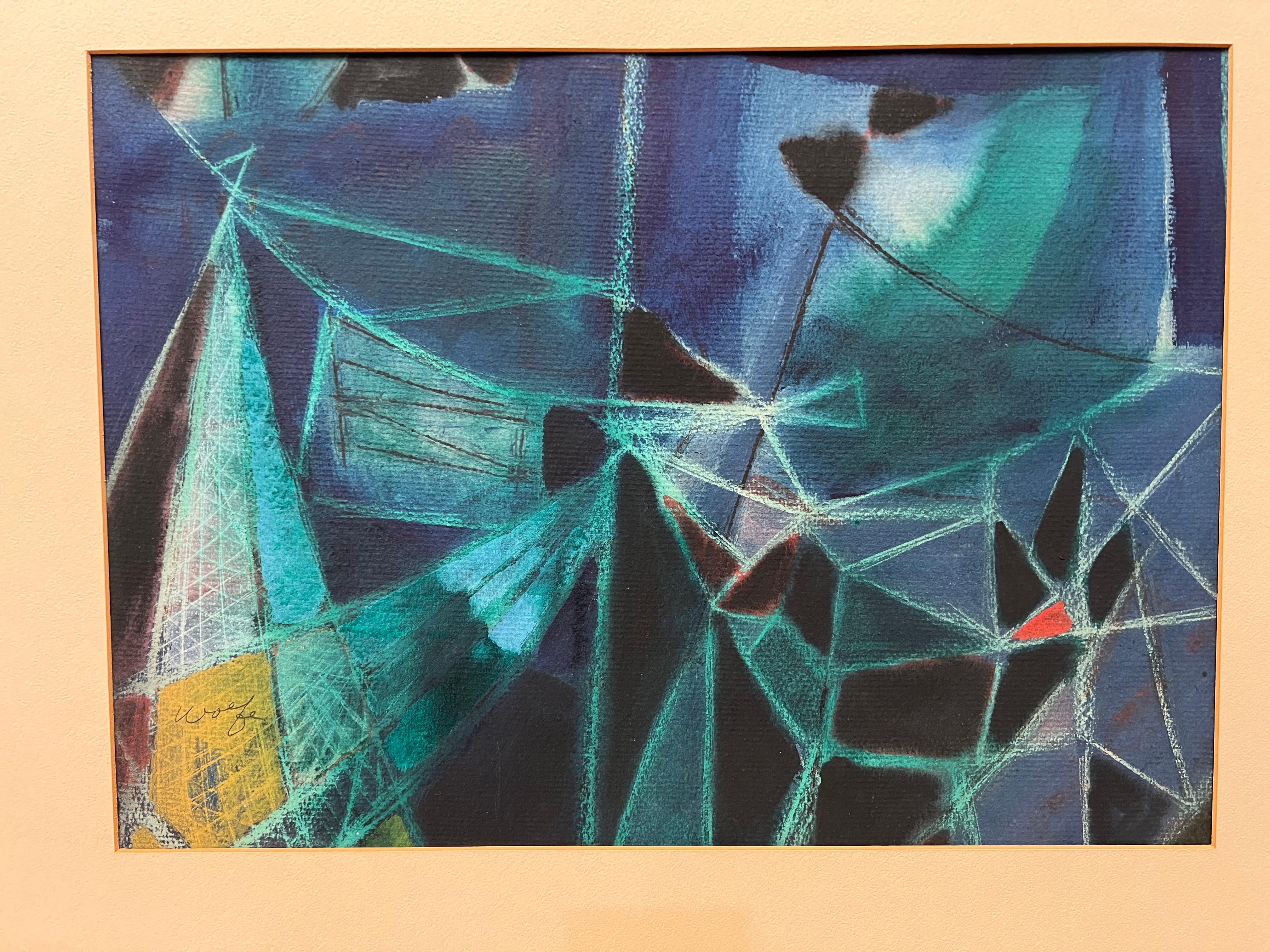 Paper Abstract Pastel and Gouache Painting by Edward Wolfe For Sale