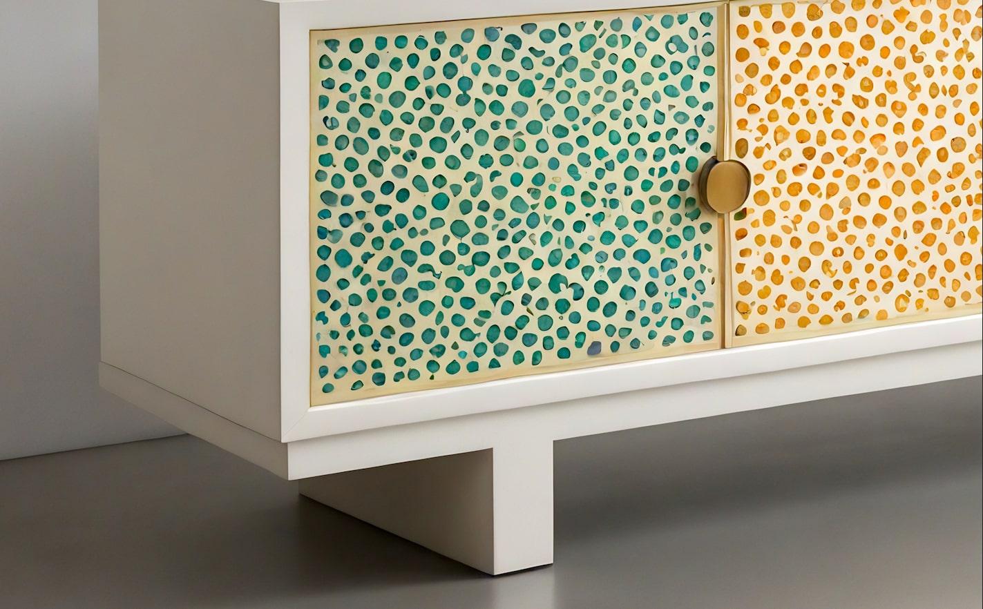 Mid-Century moderno Console multimediale astratta pastello Dot Dot Dot in vendita
