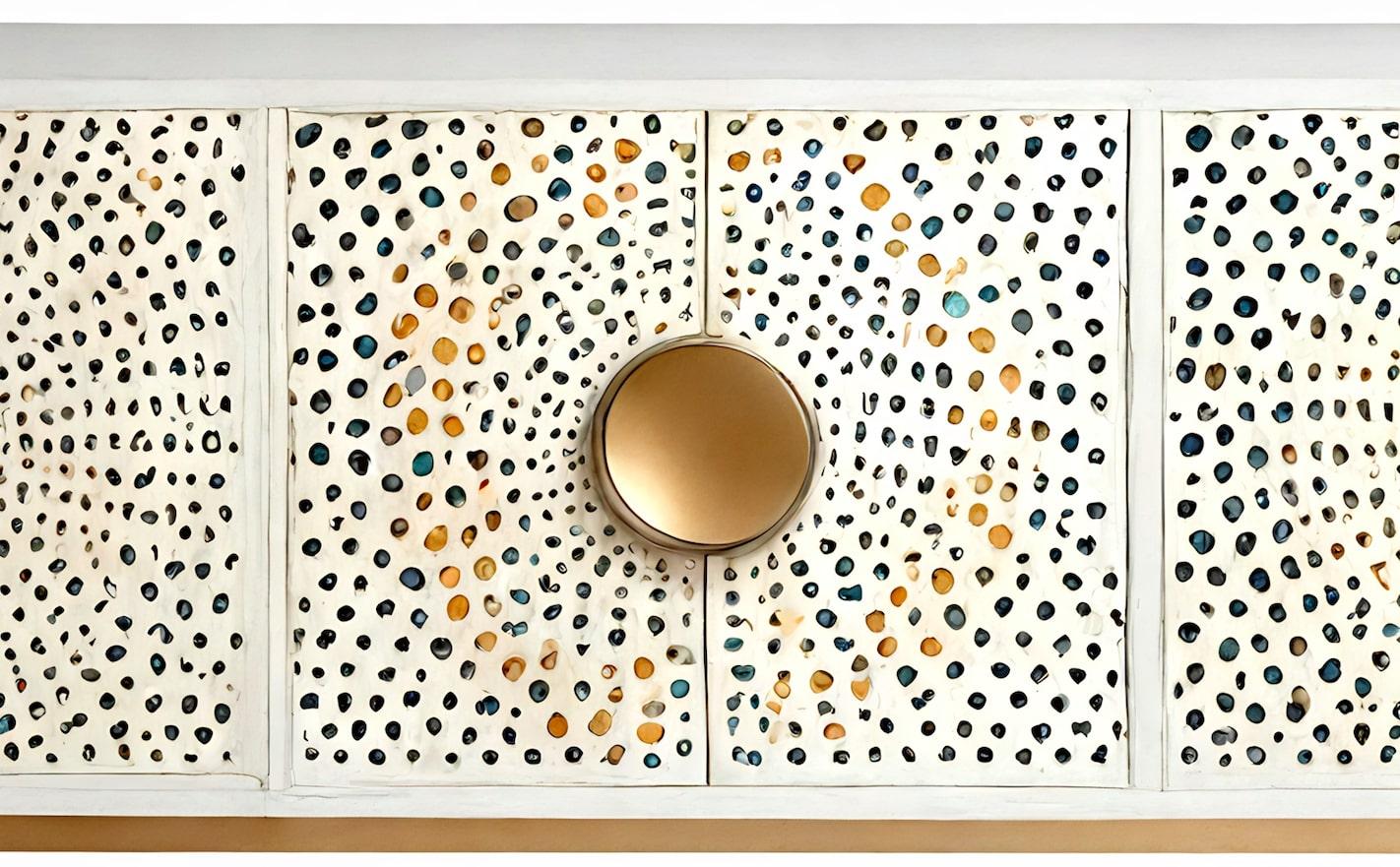 Mid-Century Modern Abstract Pastel Polka Dot Media Console For Sale