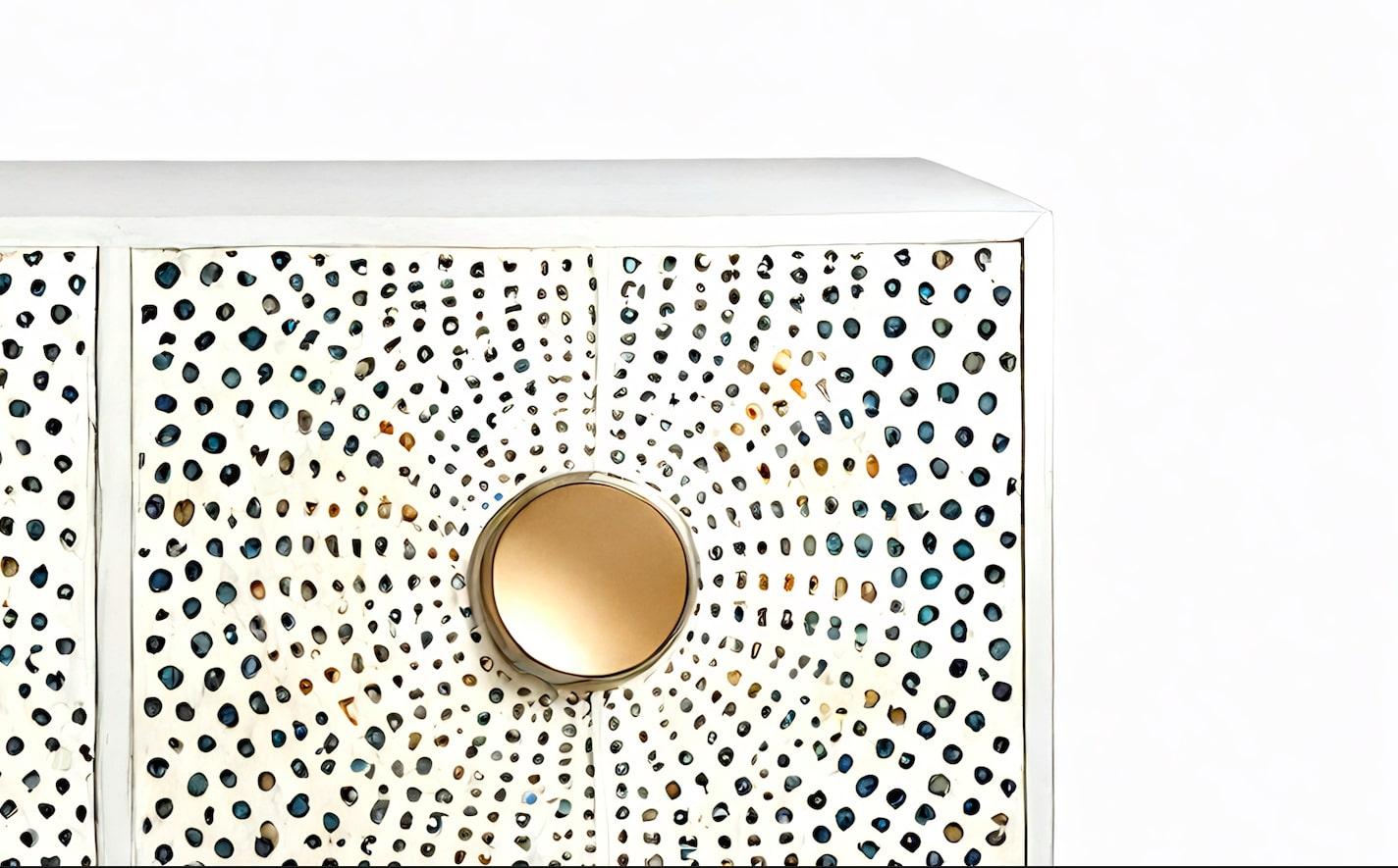 Indian Abstract Pastel Polka Dot Media Console For Sale