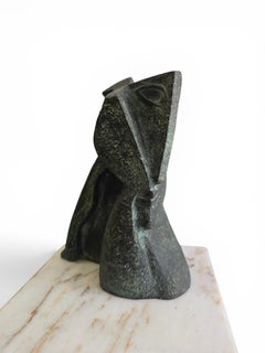 Abstract Patinated Bronze Head by Montserrat Faura, Signed and Numbered 2/6