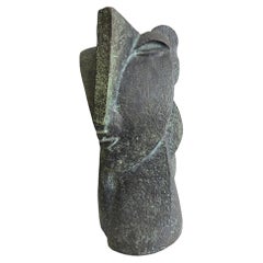 Abstract Patinated Bronze Head by Montserrat Faura, Signed and Numbered 2/6