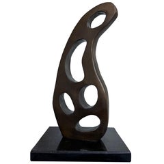 Abstract Patinated Bronze Sculpture on Granite Base by Del Guerra, Brazil 1980s