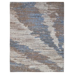Abstract Pattern Inspired by Natural Landscape Blue Brown Wool Rug 9'3''x12'