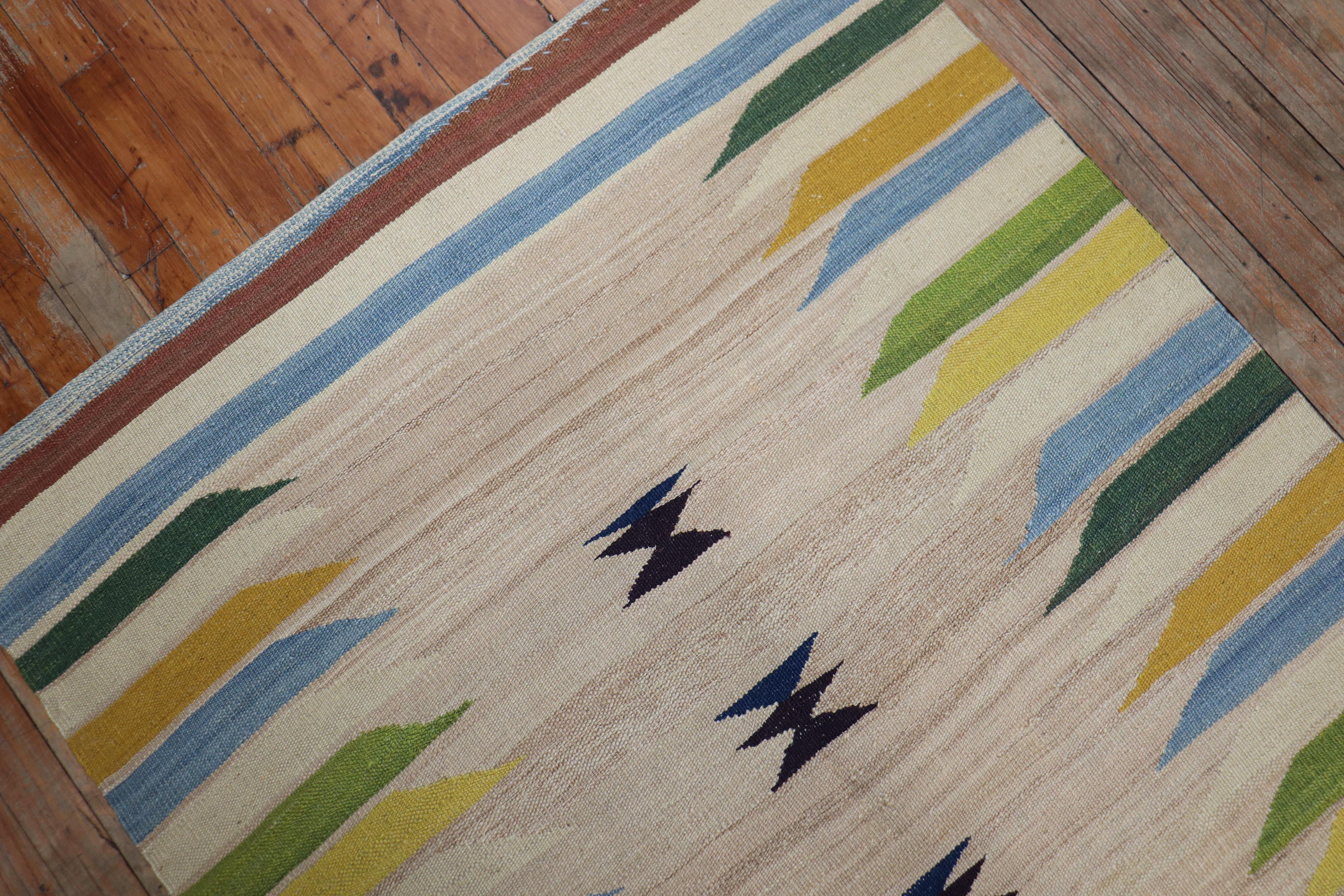 Hand-Knotted Abstract Persian Kilim For Sale