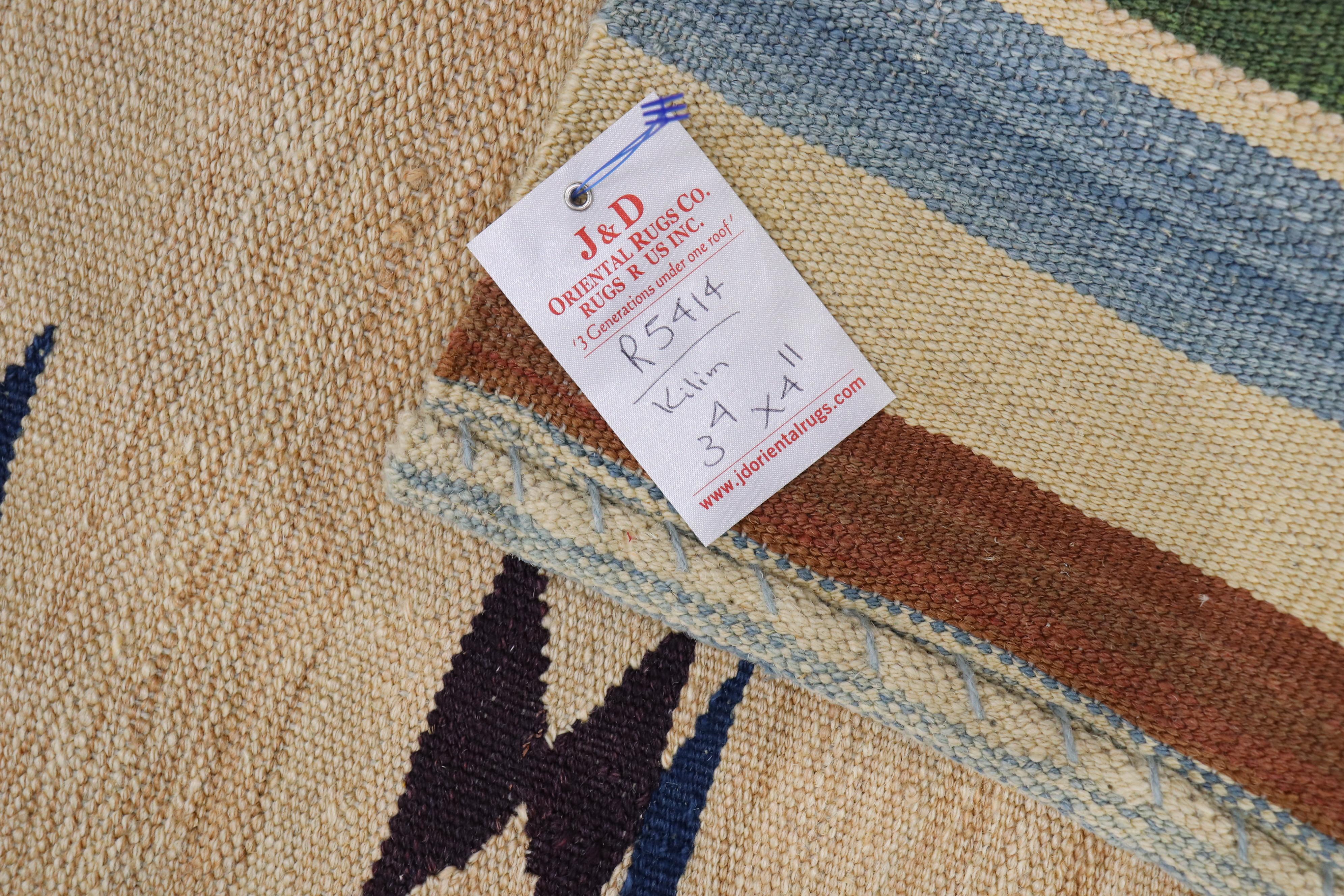Wool Abstract Persian Kilim For Sale