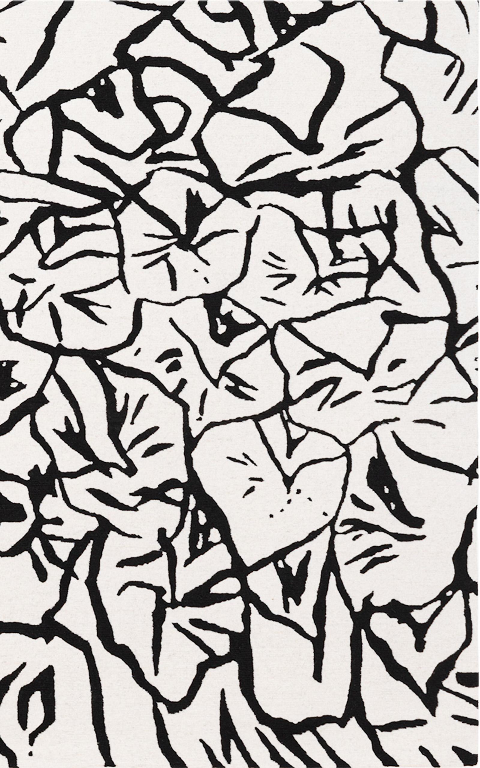 Contemporary Pineapple Rug by Knots Rugs, Hand-Knotted Tibetan Wool, Black & White, Abstract For Sale