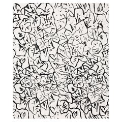 Pineapple Rug by Knots Rugs, Hand-Knotted Tibetan Wool, Black & White, Abstract