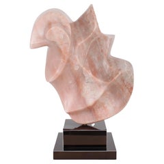 Abstract Pink Alabaster Sculpture by Karen Chera
