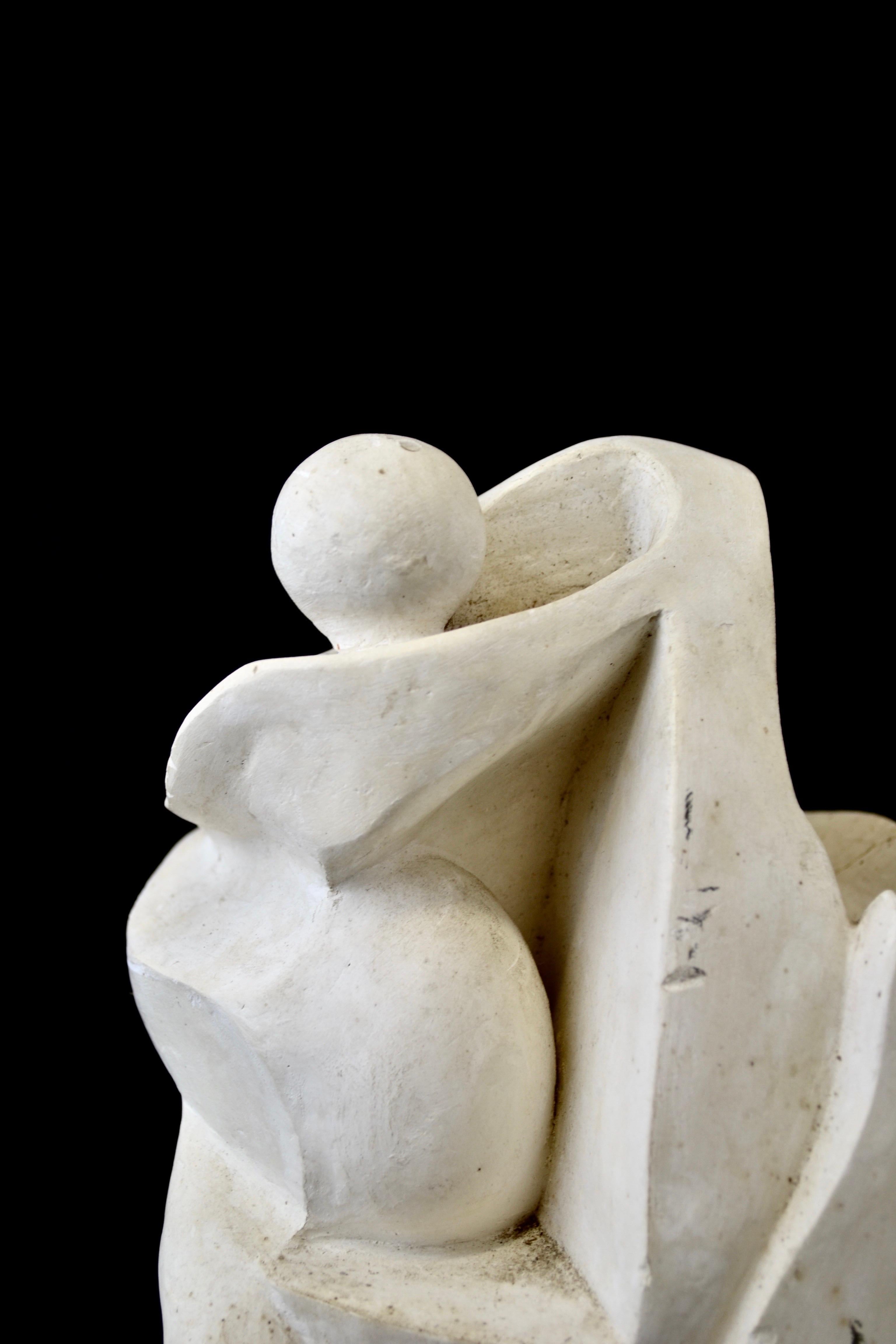 Sculpture abstraite en plâtre des années 1950 d'origine française. Bon état - En vente à SOTTEVILLE-LÈS-ROUEN, FR