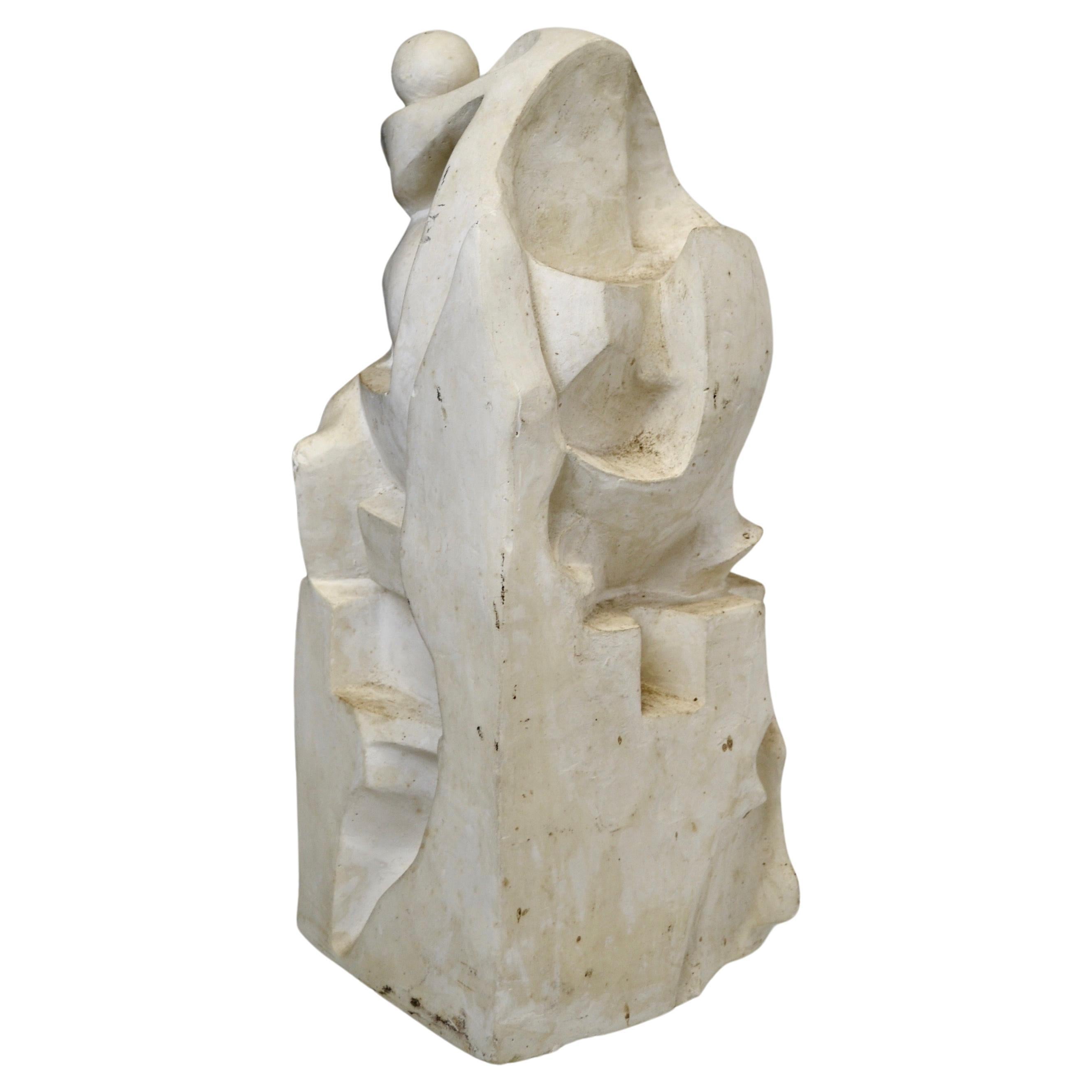 his plaster sculpture from the 1950s hails from a workshop located in the southern region of France. 
Despite bearing a few minor imperfections, it stands as a quintessential example of artistic endeavors from the 1950s. Its aesthetic is reminiscent