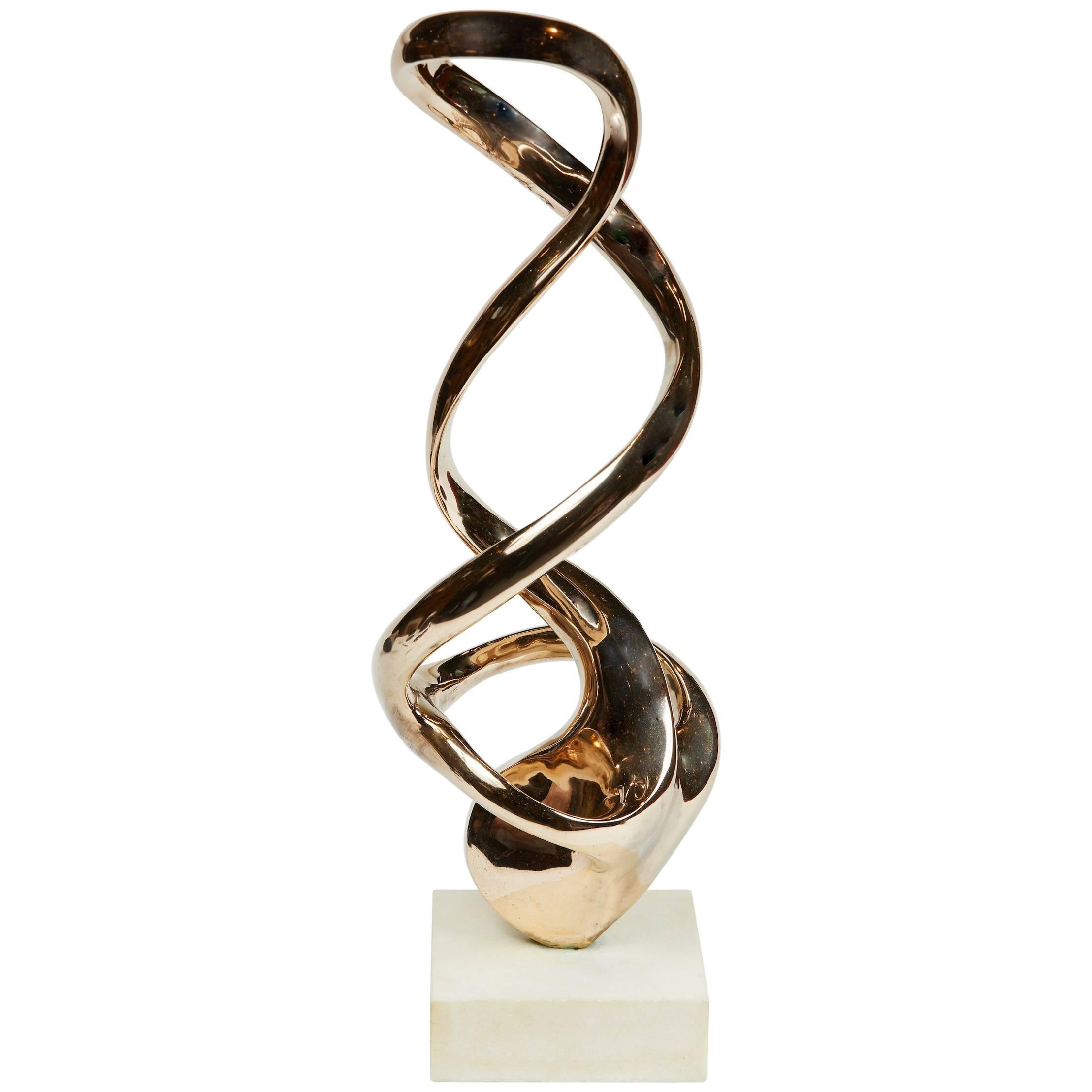 Abstract Polished Bronze Sculpture by Kieff