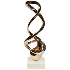 Abstract Polished Bronze Sculpture by Kieff