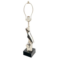 Lampe de bureau abstraite en métal poli et chrome dans le style de Picasso