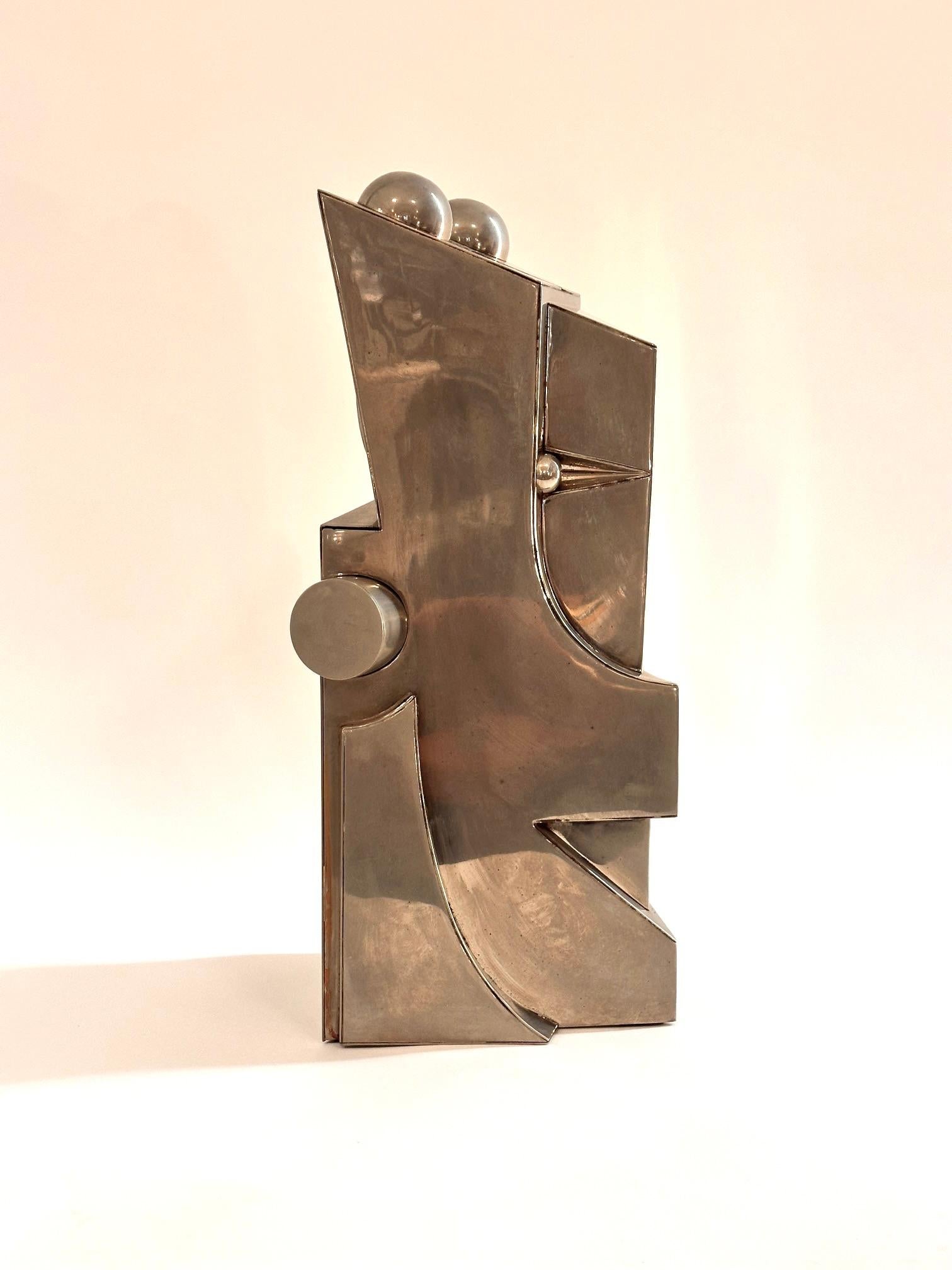 Modern Abstract Polished Steel Sculpture 