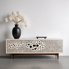 Abstrakte Polka Dot Intarsien Weiß Medienkonsole