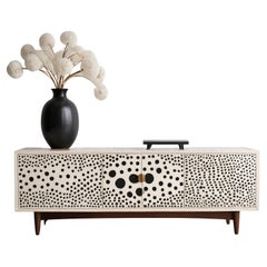 Abstract Polka Dot Inlay White Media Console
