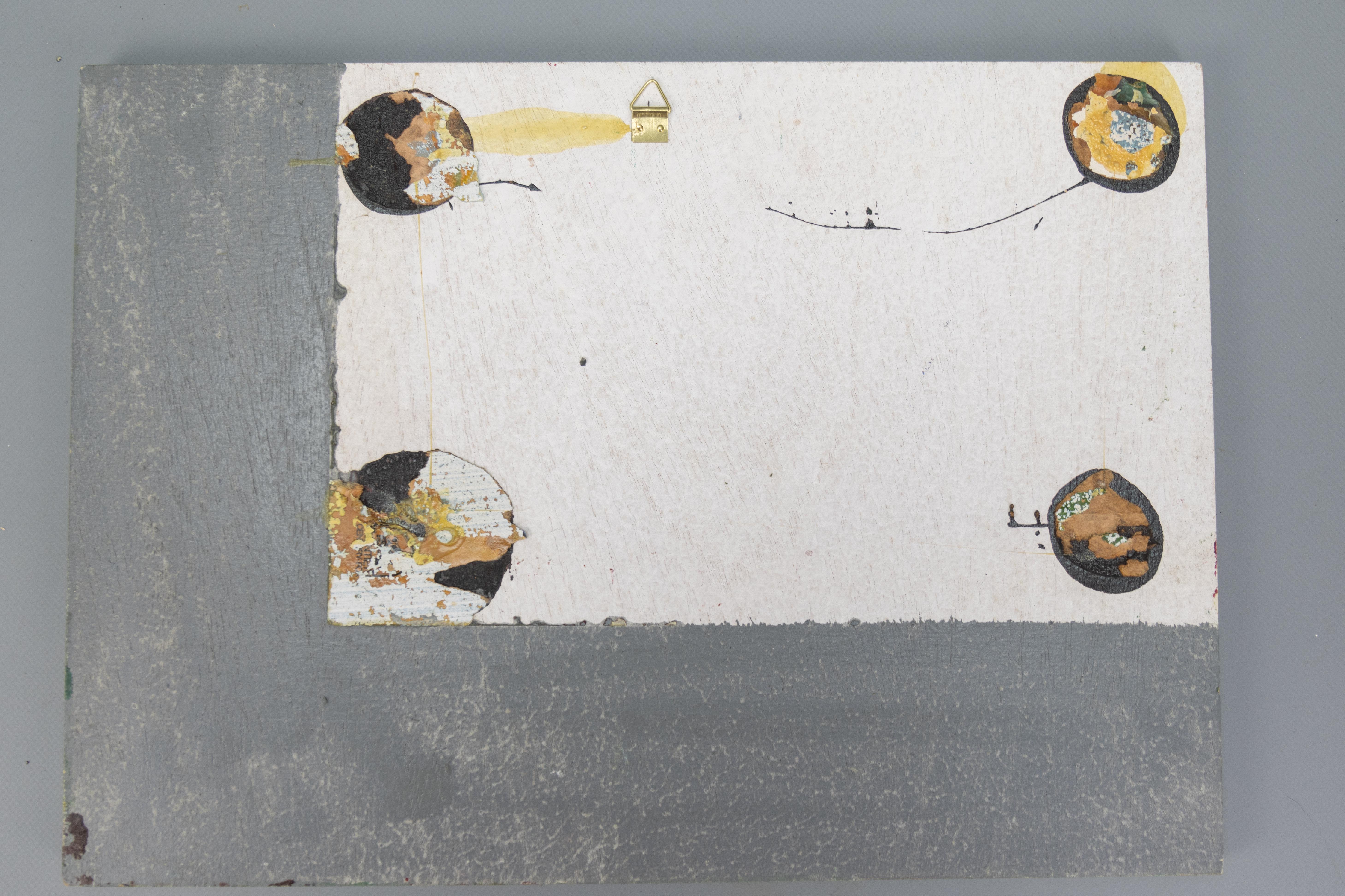 Peinture géométrique abstraite polychrome, huile sur panneau, fin du 20e siècle en vente 12