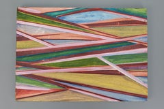 Abstract Polychrome Geometric Painting, Oil on Panel, Late 20th Century