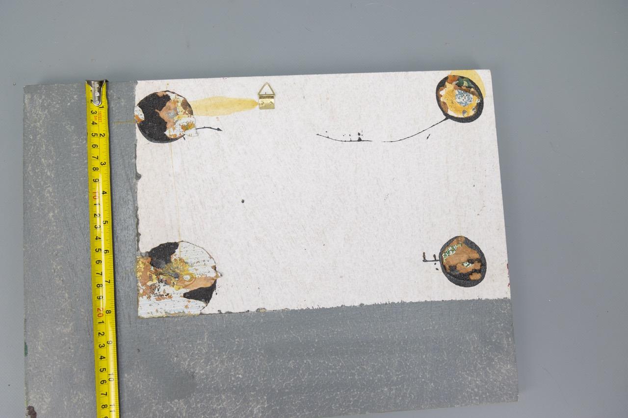 Peinture géométrique abstraite polychrome, huile sur panneau, fin du 20e siècle en vente 14