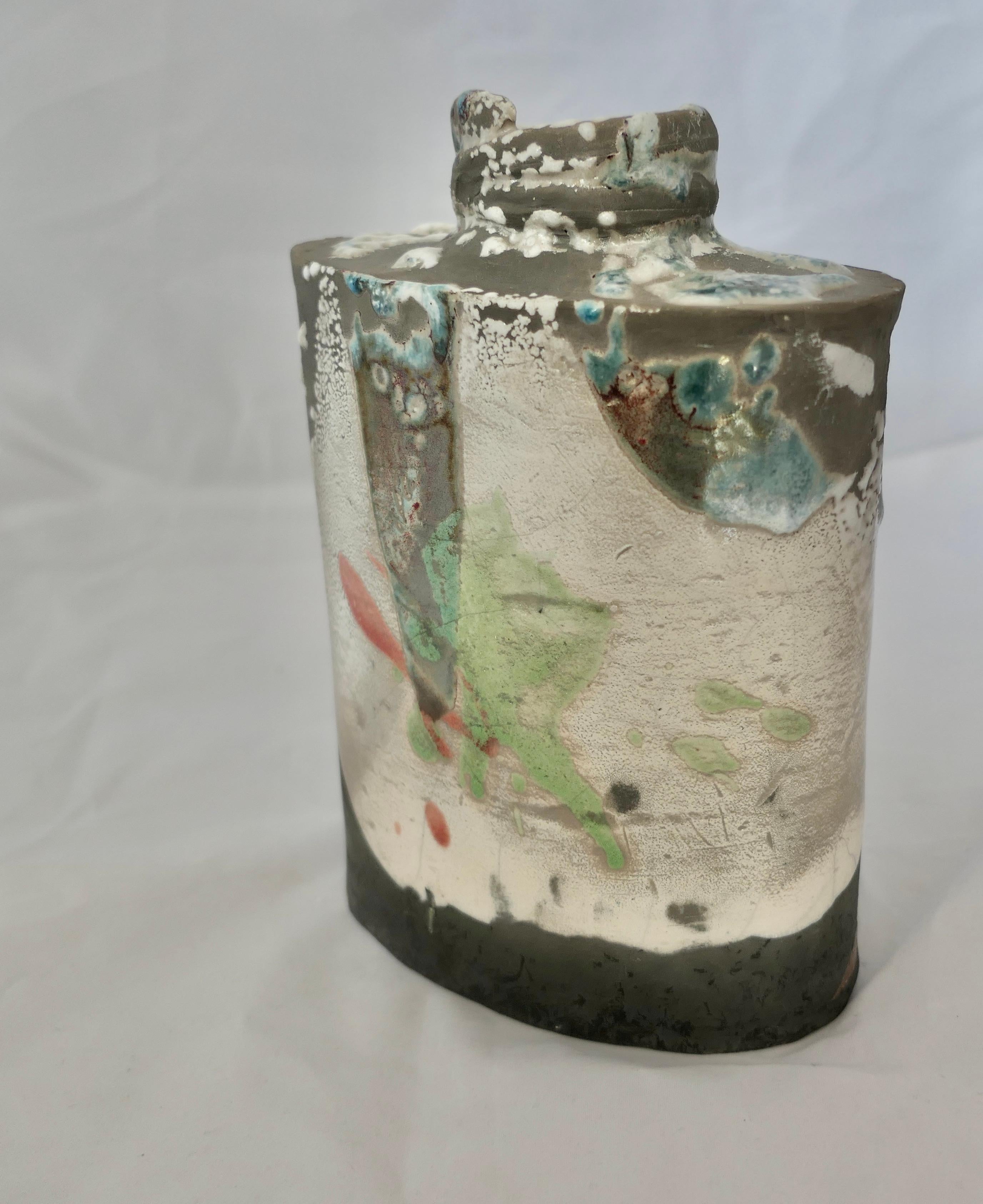 Abstract Polychrome Stoneware Vase of  Signed PH, Phill Rogers In Good Condition For Sale In Godshill, Isle of Wight