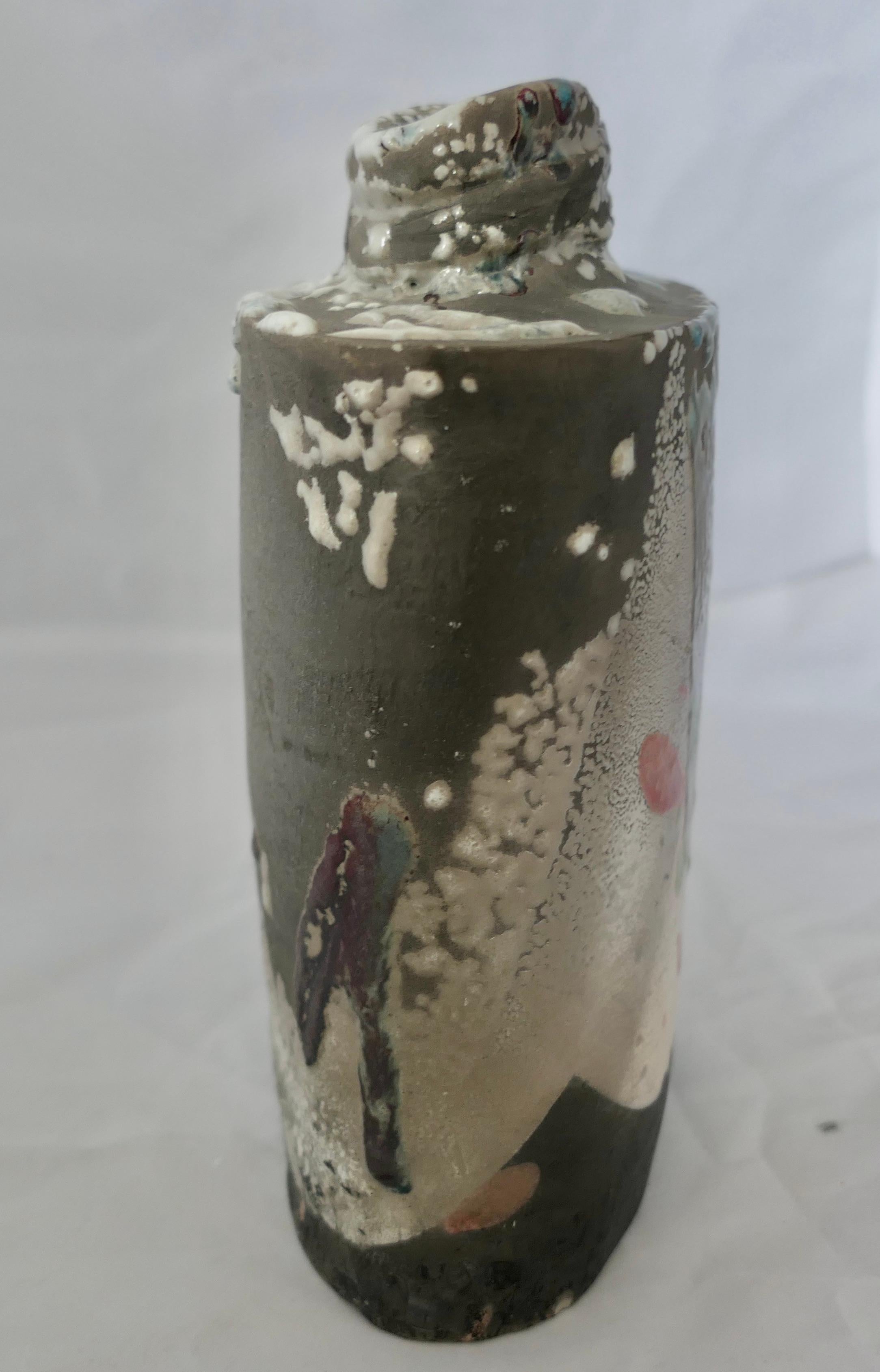 Abstract Polychrome Stoneware Vase of  Signed PH, Phill Rogers For Sale 1
