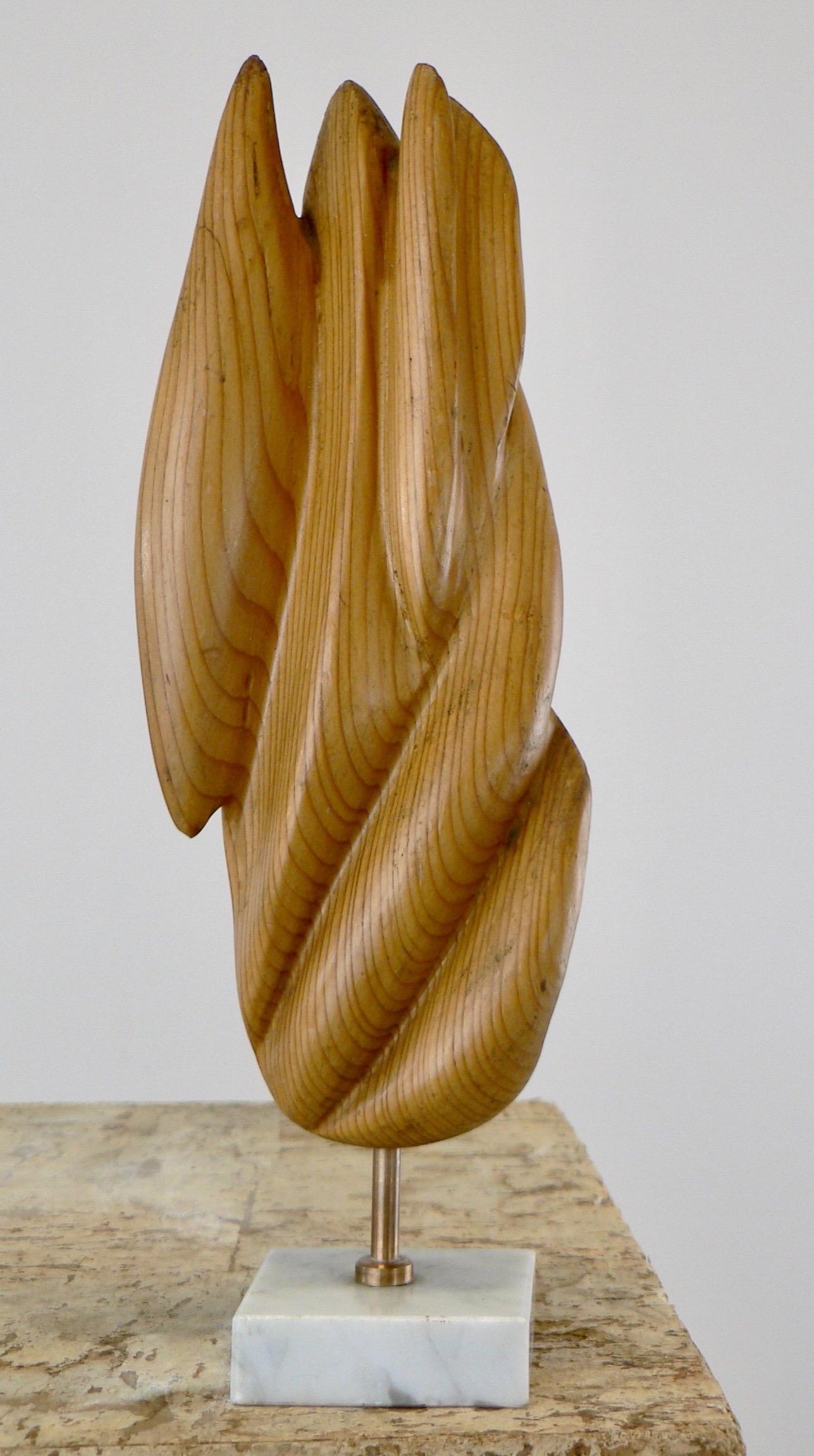 European Abstract polyfaced sculpture hand carved pitch pine France 1960 For Sale