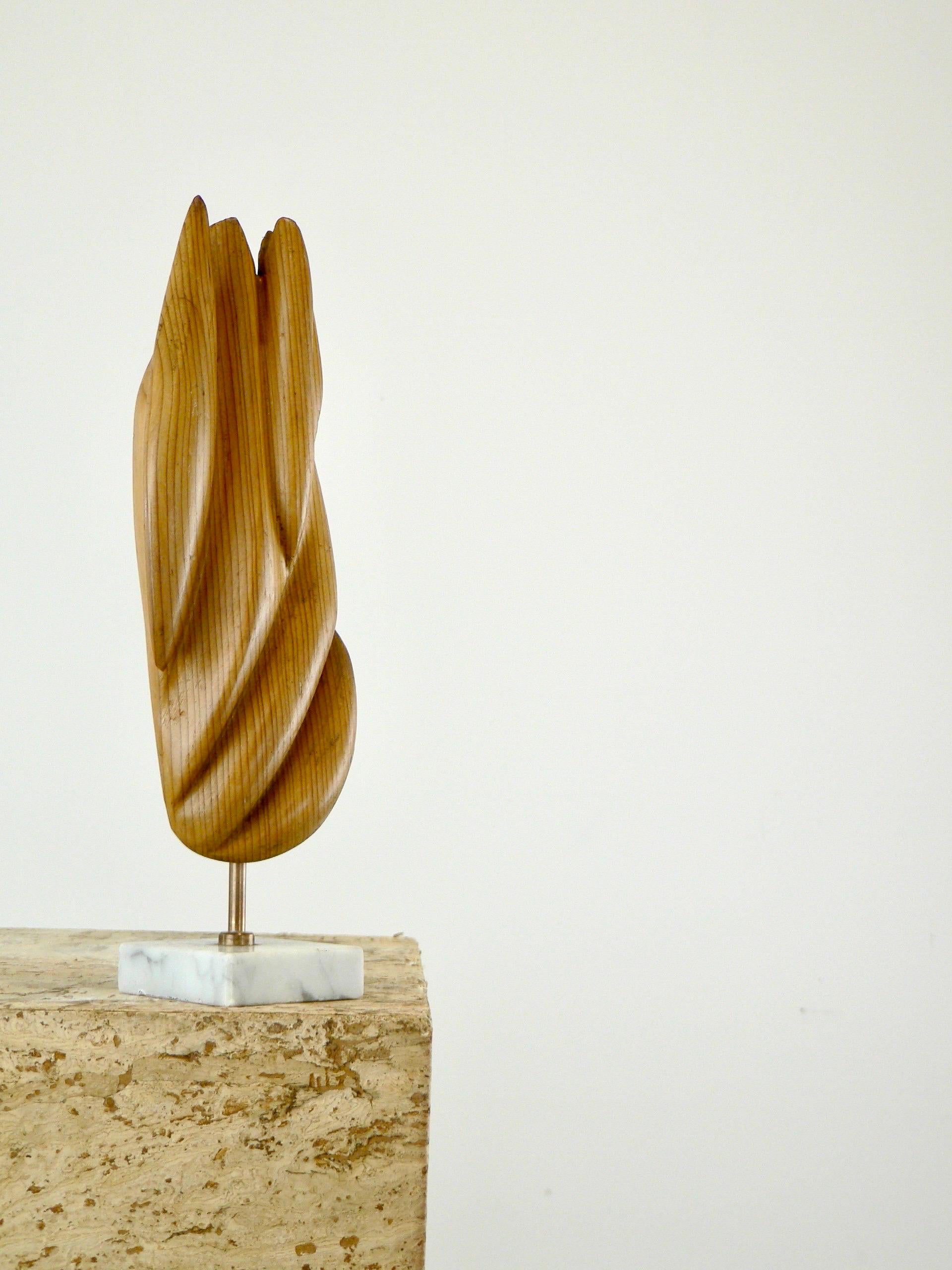 Hand-Carved Abstract polyfaced sculpture hand carved pitch pine France 1960 For Sale