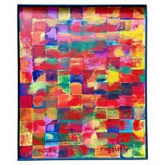 Dipinto astratto in stile "Pop Art", motivo a griglia colorata di puntini, firmato Maguire, 1971