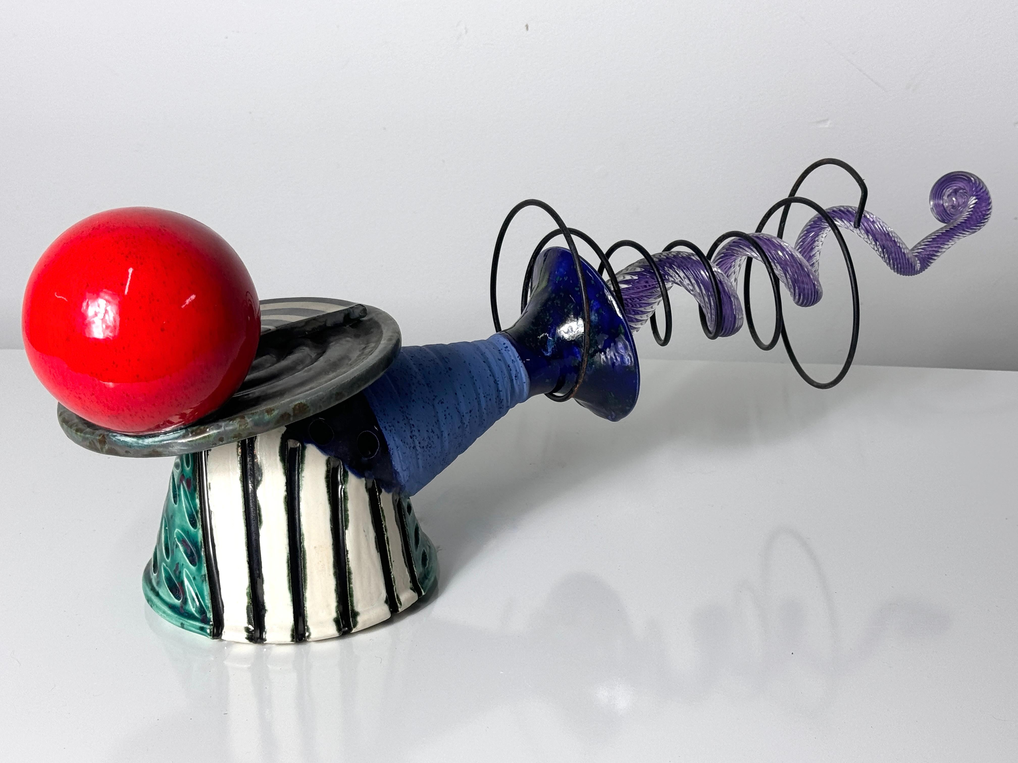 Post-Modern Abstract Post Modern Ceramic & Glass Wall or Table Sculpture by Kaiser Suidan For Sale