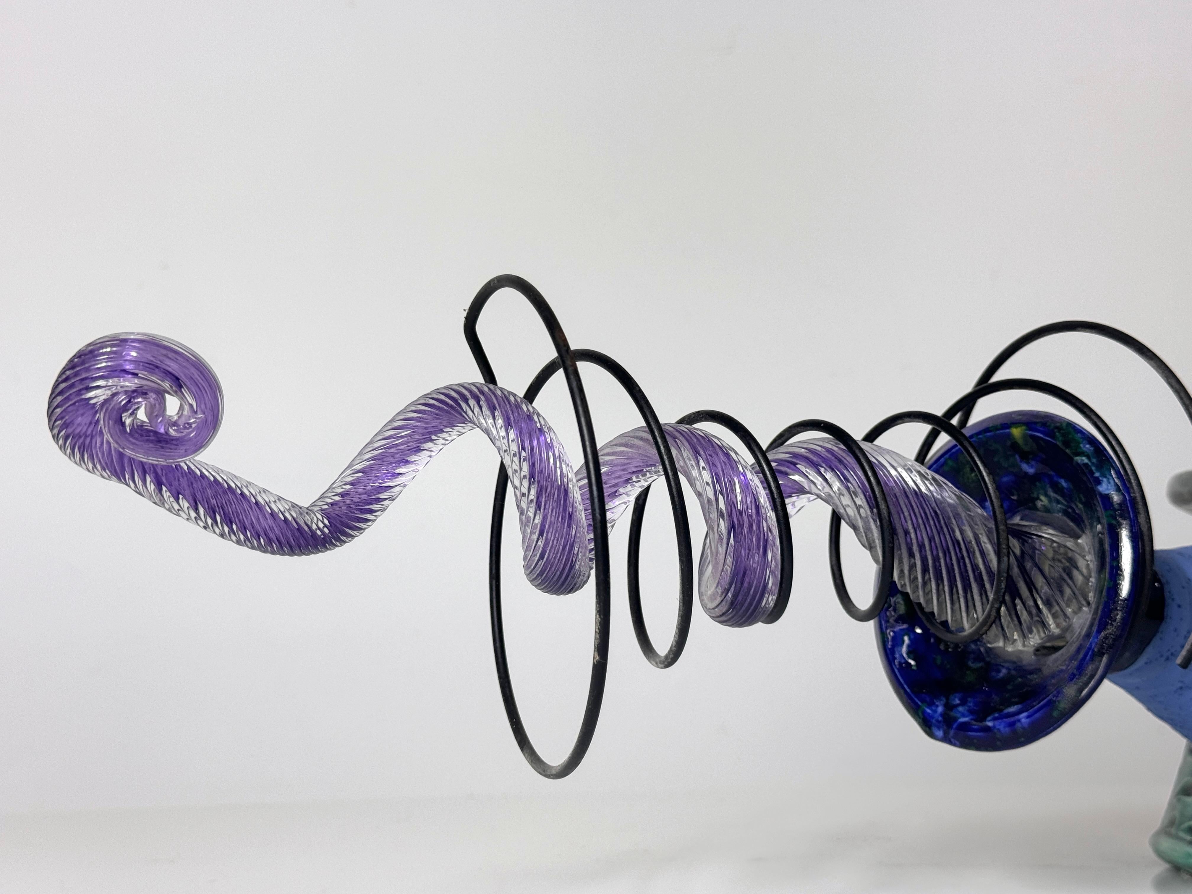 Contemporary Abstract Post Modern Ceramic & Glass Wall or Table Sculpture by Kaiser Suidan For Sale