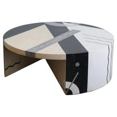Abstract Postmodern Oggetti "Tavola" Coffee Table with Stone, Marble and Chrome