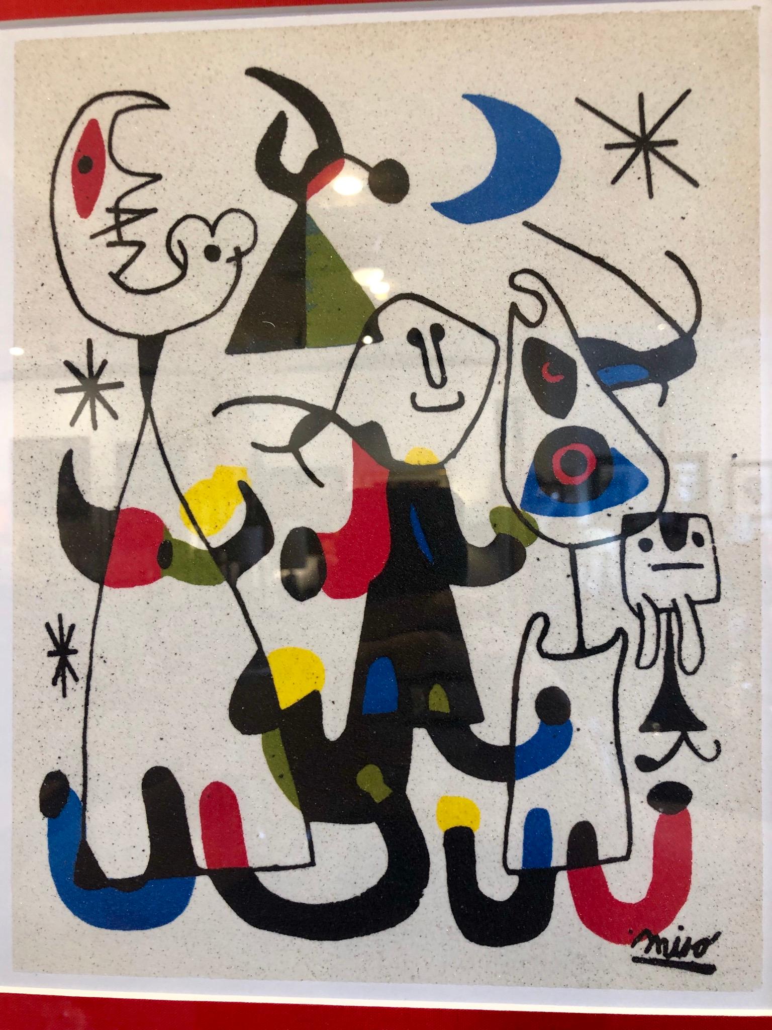 Beautiful Miro reproduction printed on marble dust paper, rare one of a kind hand finished and freshly framed.