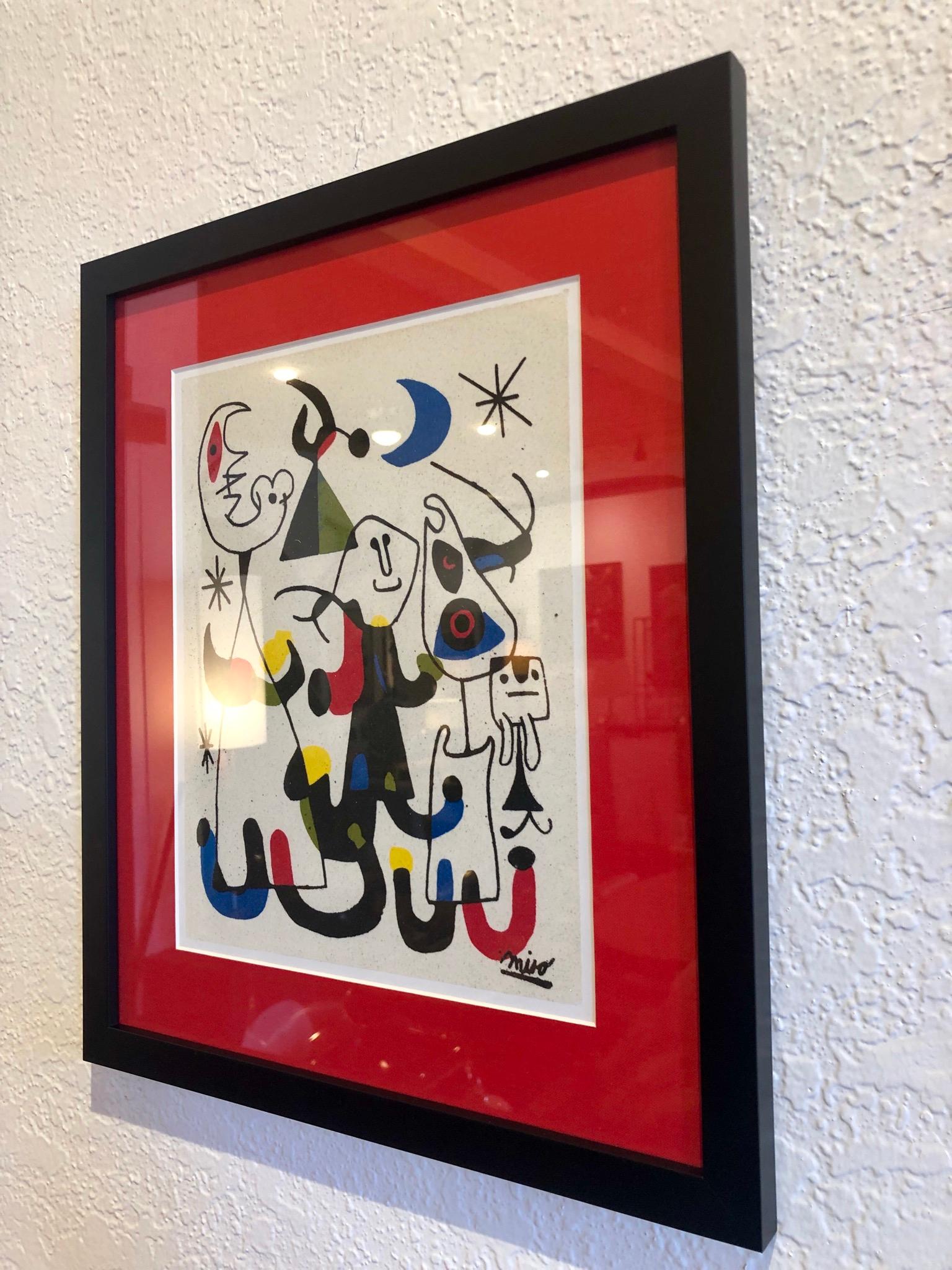 Mid-Century Modern Abstract Print by Joan Miro Printed on Marble Dust Paper For Sale