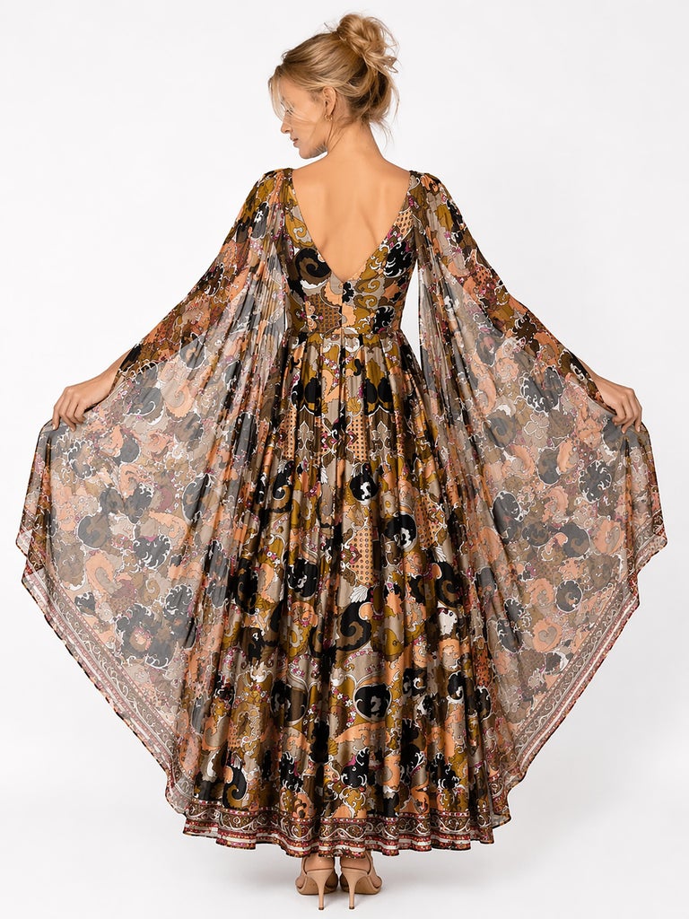 sheer angel dress BABEYOND Black Sequin Robe Dress with Batwing Sleeves, Long Flapper Costume for Gatsby Theme Party, Size XL
