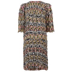 Vestido de volantes de seda con estampado abstracto Talla S