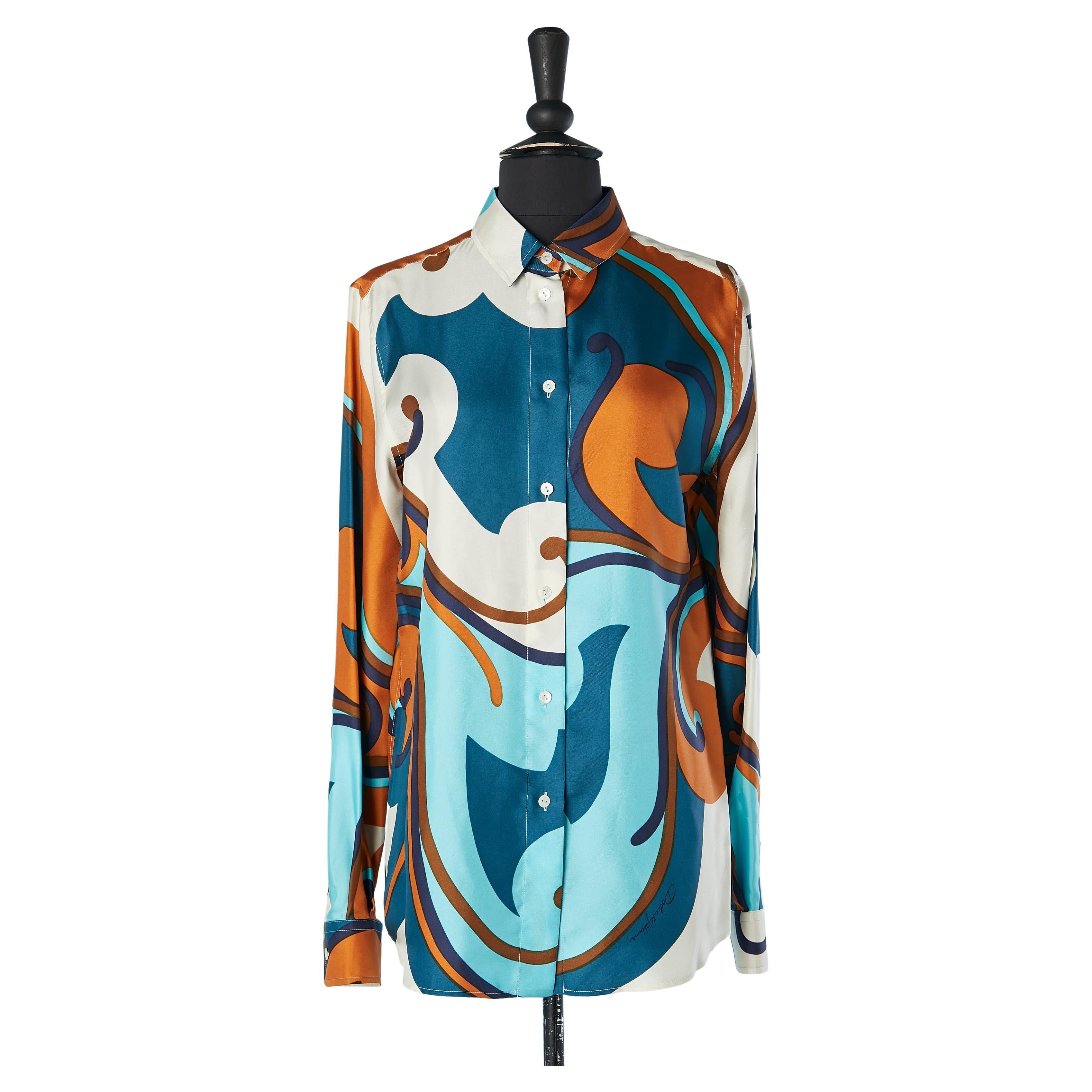 Abstract printed branded silk shirt Dolce & Gabbana  For Sale