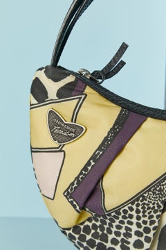 Abstract printed nylon bag with leather edge Roberto Cavalli Freedom