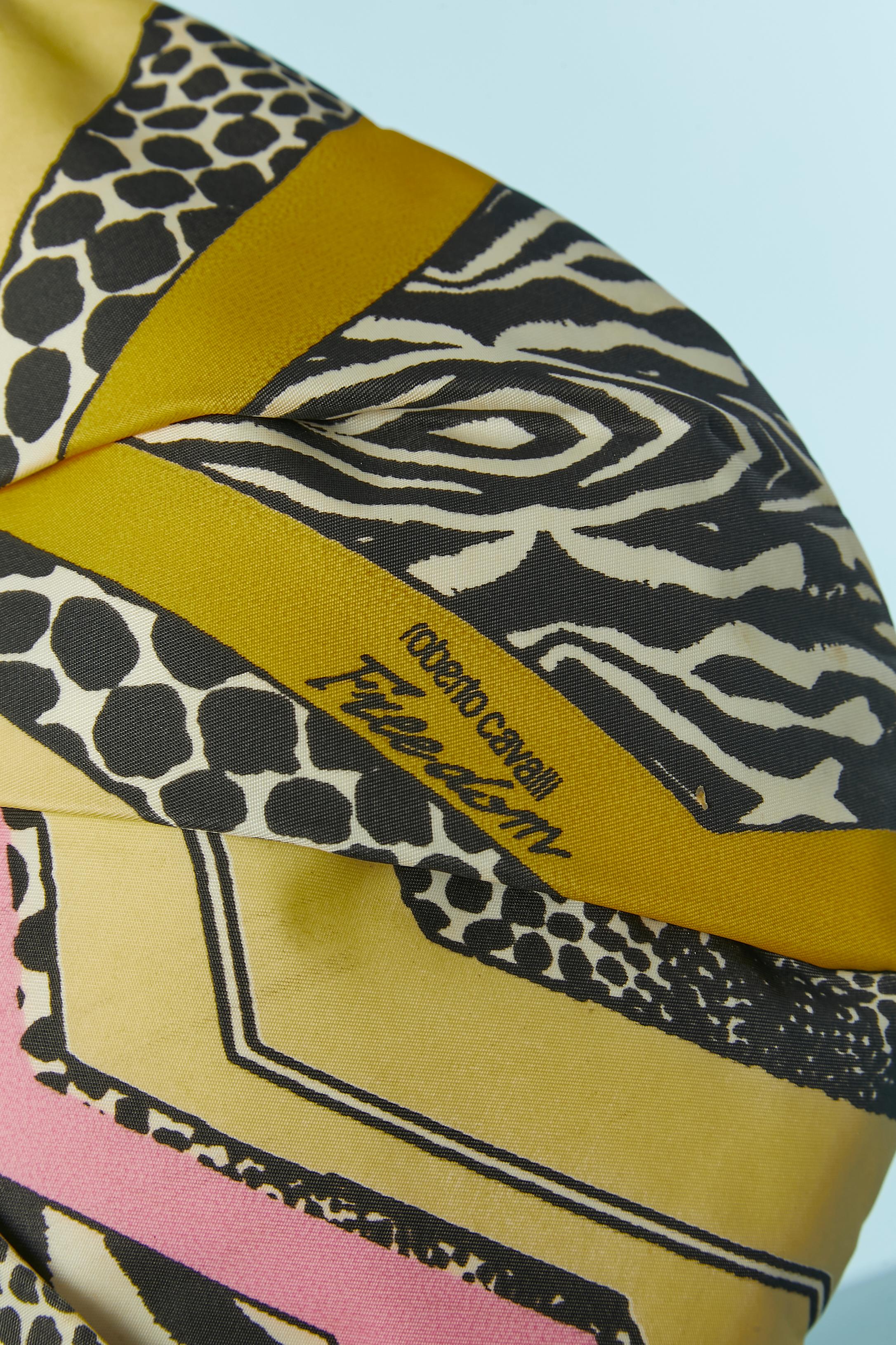 Beige Abstract printed nylon bag with leather edge Roberto Cavalli Freedom For Sale